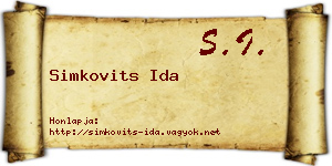 Simkovits Ida névjegykártya