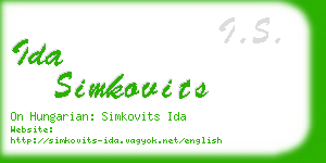 ida simkovits business card
